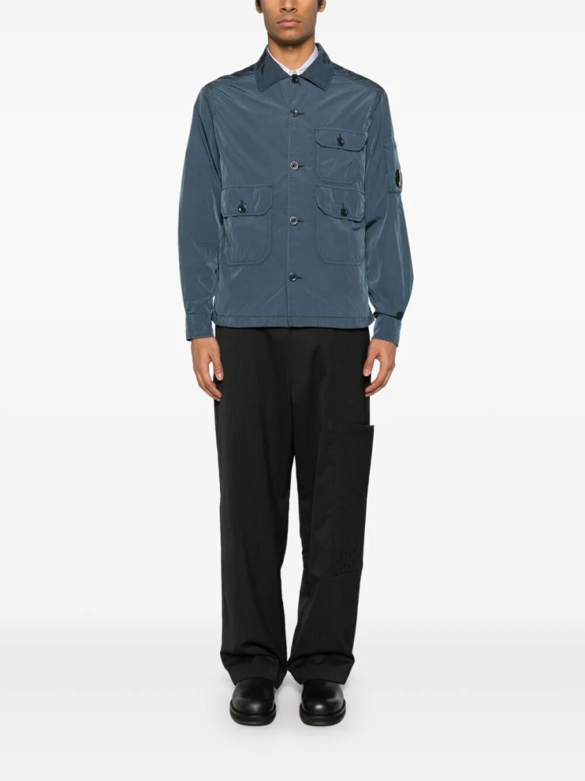 C.p. Company `chrome-r` Button Overshirt In Blue