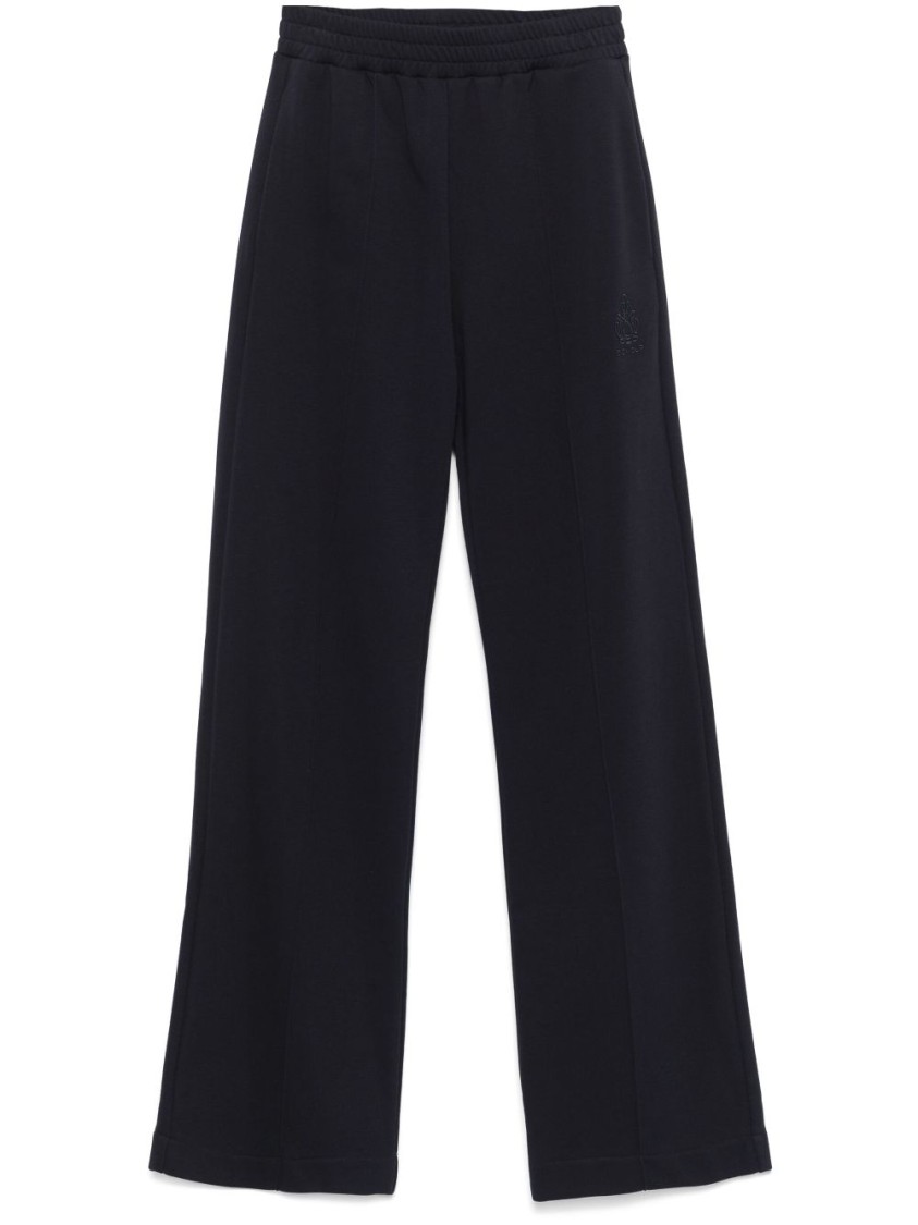 Dondup Navy Blue Logo-embroidered Track Pants In Blue