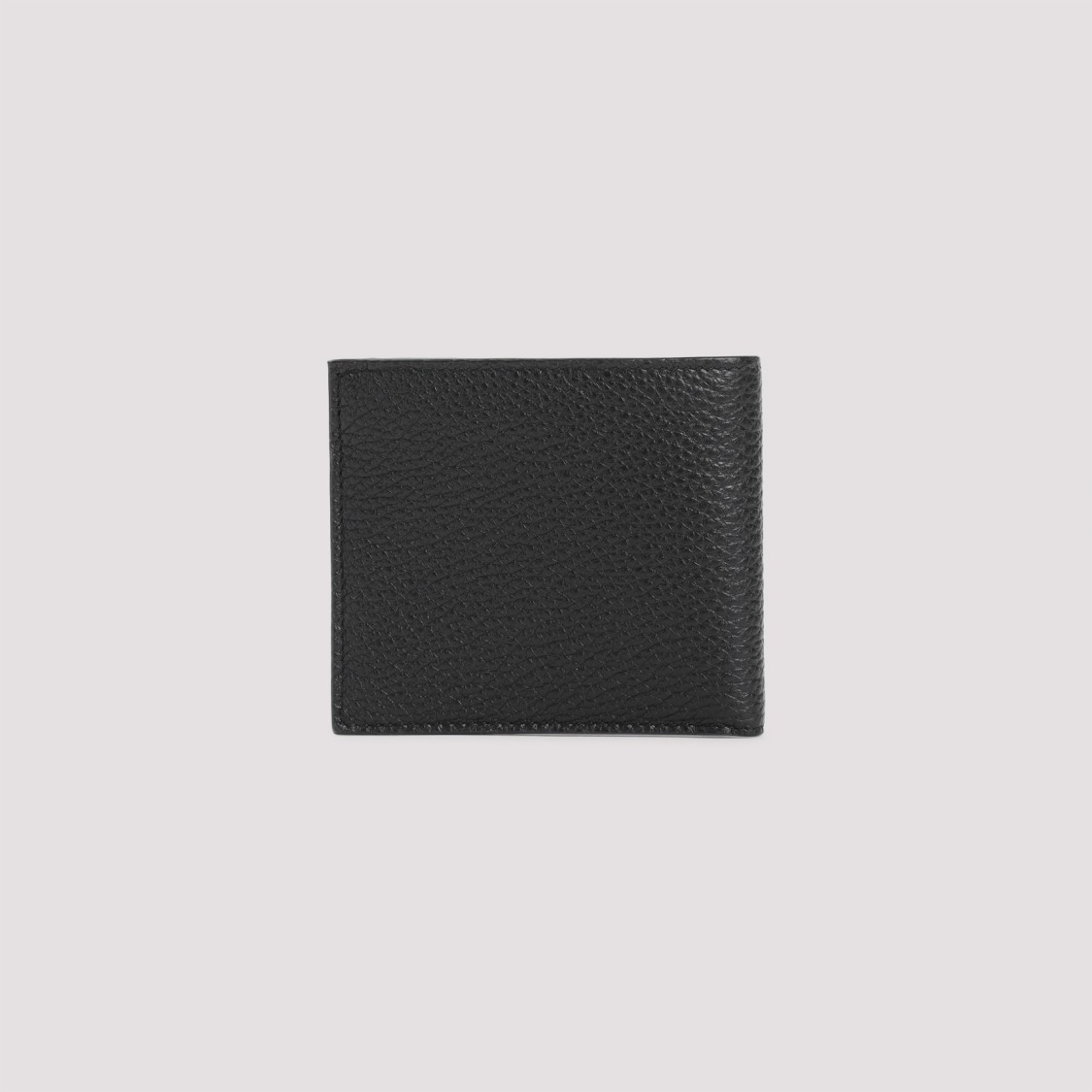 Prada Compact Black Calf Leather Wallet With Logo Emblem In Black