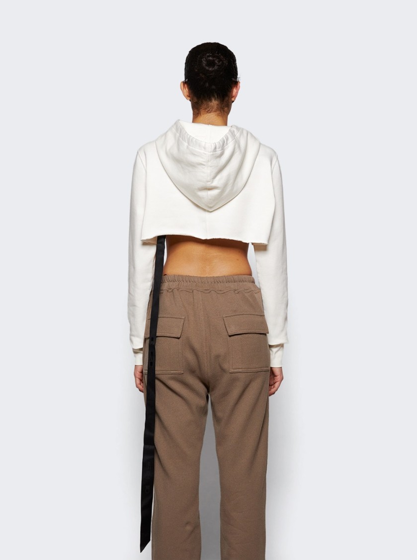 Rick Owens Drkshdw Drkshdw By Rick Owens Cropped Hoodie Milk And Black In White