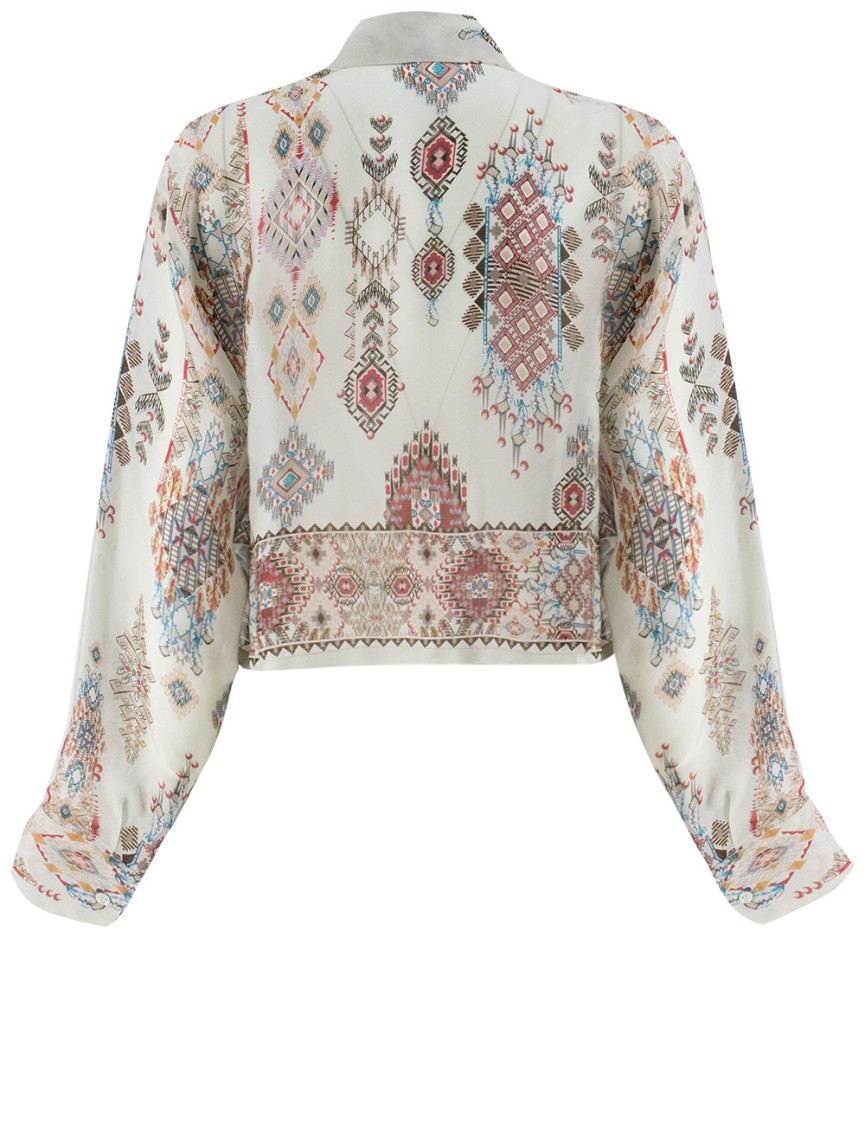 ERMANNO SCERVINO ERMANNO SCERVINO SILK SHIRT WITH GEOMETRIC AND FLORAL PRINT