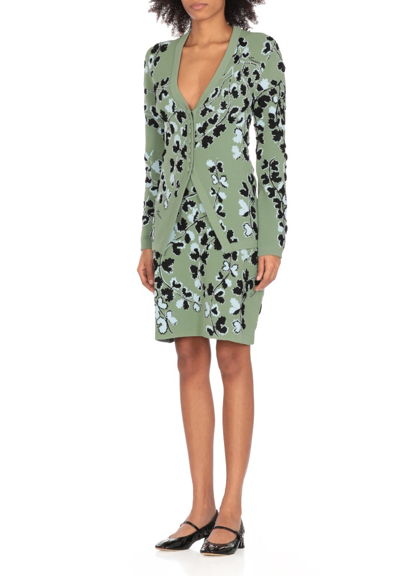 Lanvin Floral Pattern Buttoned Cardigan In Green