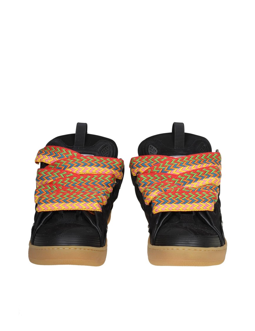 Shop Lanvin Curb Sneakers In Leather And Suede
