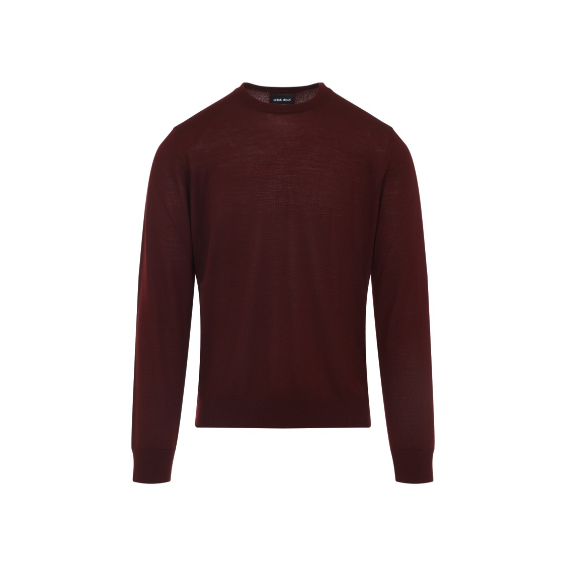 Giorgio Armani Crew Neck Wool Sweater In Burgundy