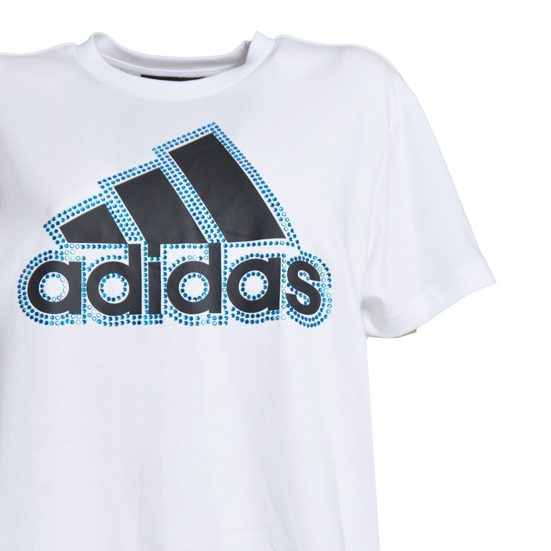 Caban Romantic X Adidas White Cotton T-shirt Swarovski Applications