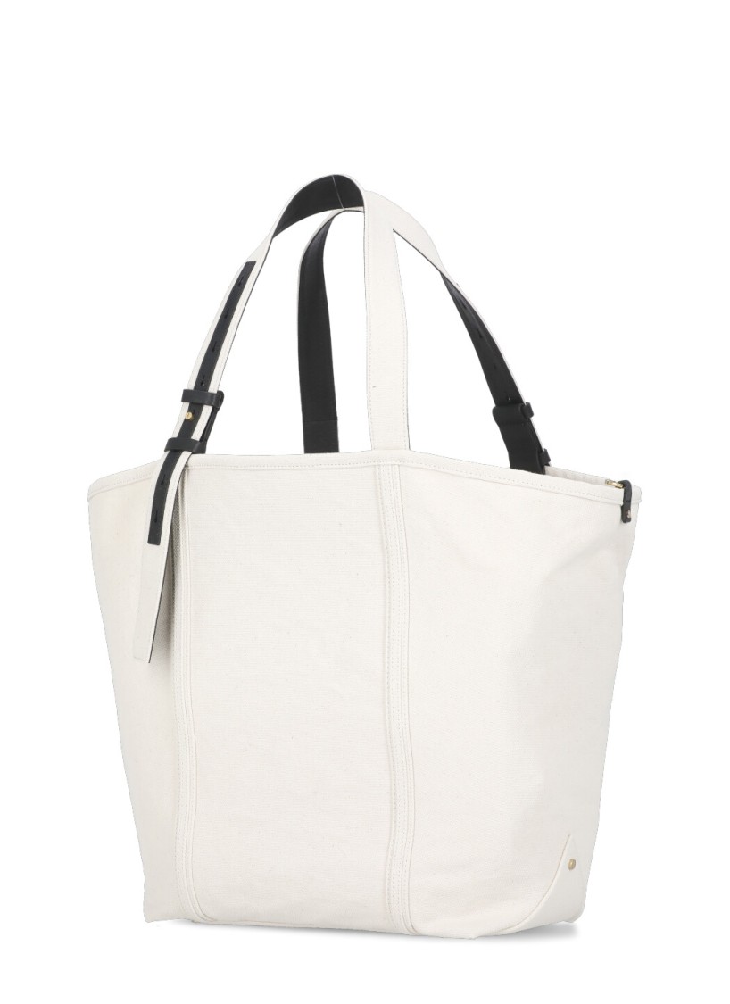 Golden Goose Spacious Beige Handbag With Dual Handles And Adjustable Strap In White