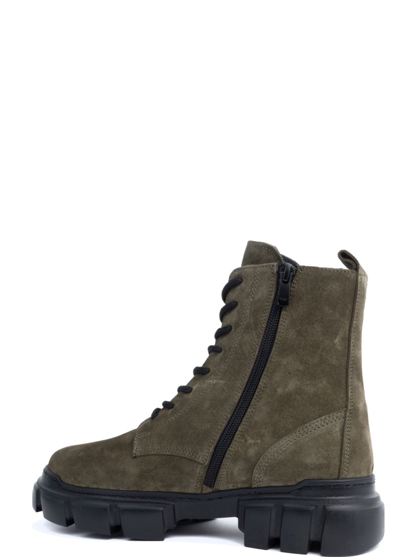 Sergio Moretti Flat Green Leather Ankle Boots In Green