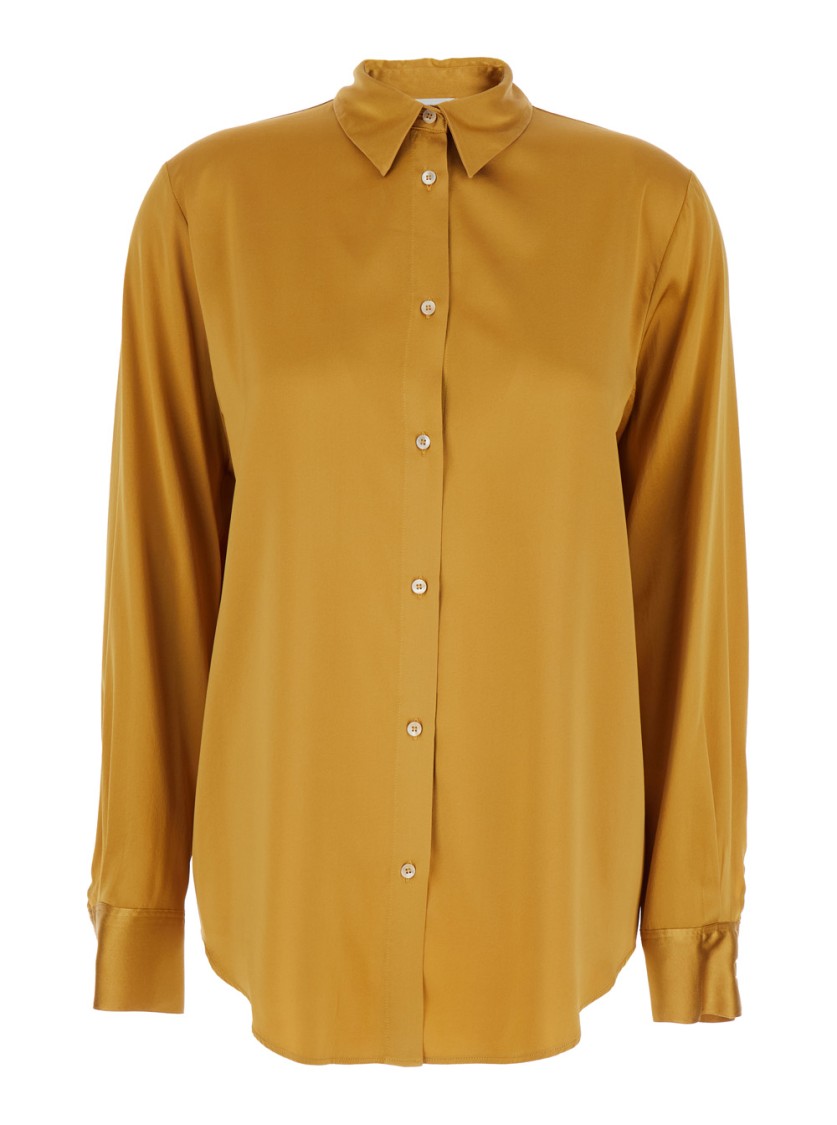 Forte Forte Silk Shirt With Classic Collar In Brown