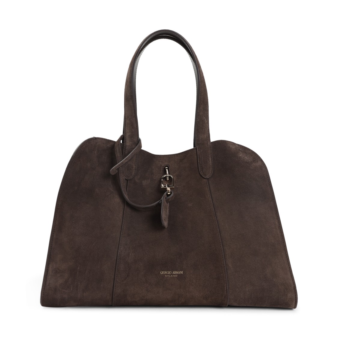 Giorgio Armani Brown Suede Calf Leather Handbag In Black