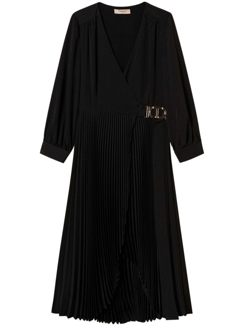 Twinset Twin-set Midi Dress With Deep V-neckline