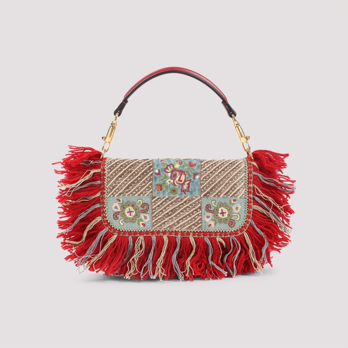 Valentino Garavani Multicolour Leather Shoulder Bag With Fringed Design