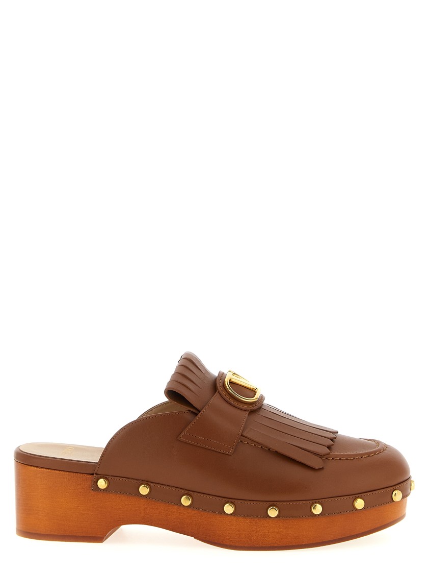 Valentino Vlogo Leather Kiltie Mule Clogs