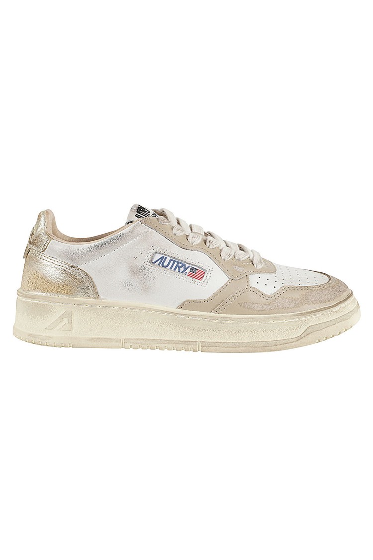 Shop Autry Vintage-inspired White Sup Vint Leather Sneakers