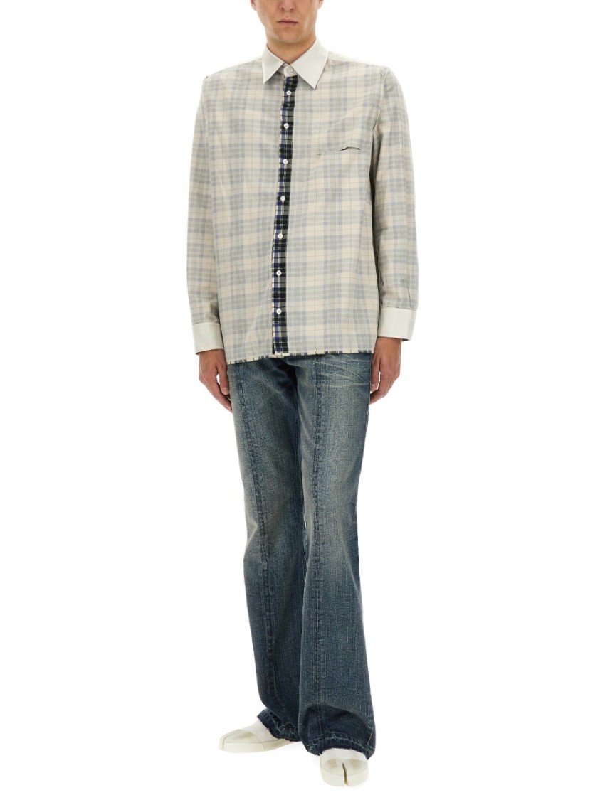 Mm6 Maison Margiela Mm6 By Maison Margiela Plaid Shirt With Classic Collar In White