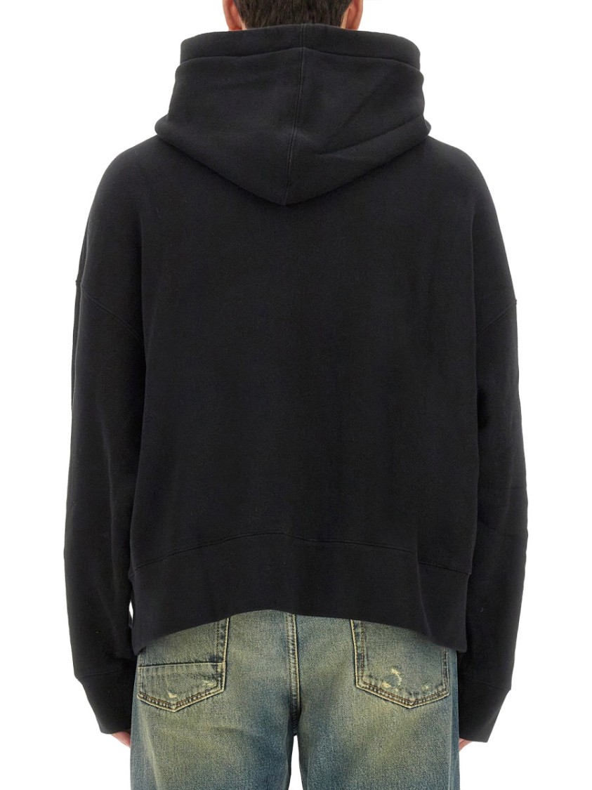 Palm Angels Enzo Graphic Print Hoodie With Ribbed Finish In Black