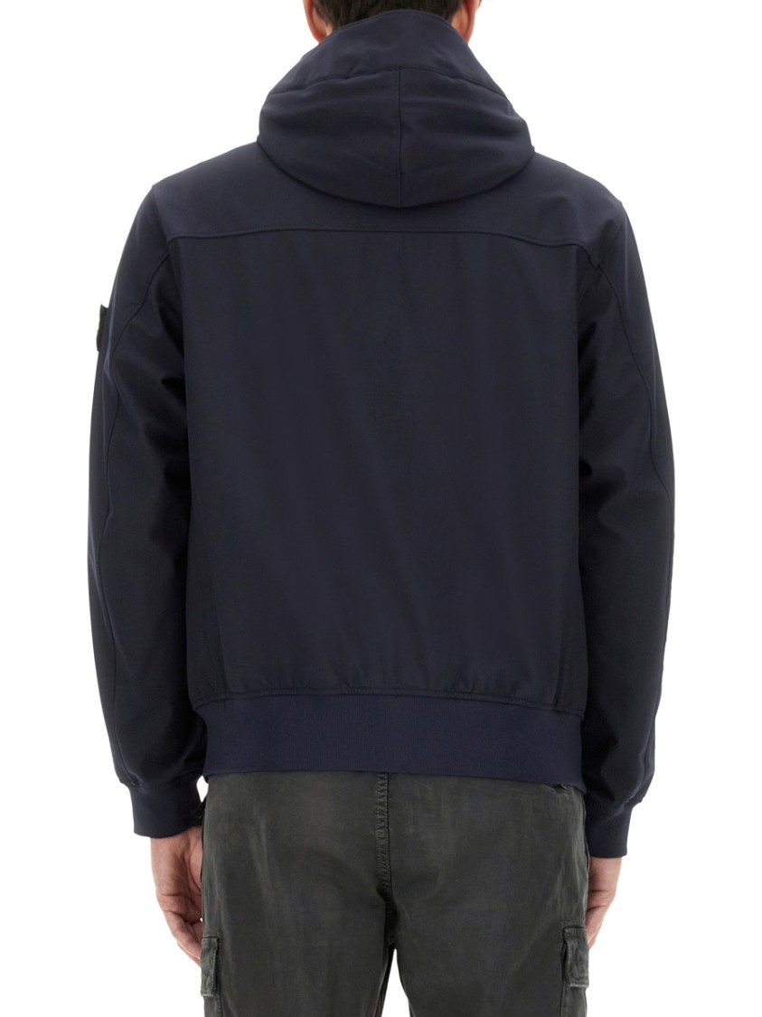 Stone Island Blue Light Soft Shell-r E. Dye Technology Jacket In Blue