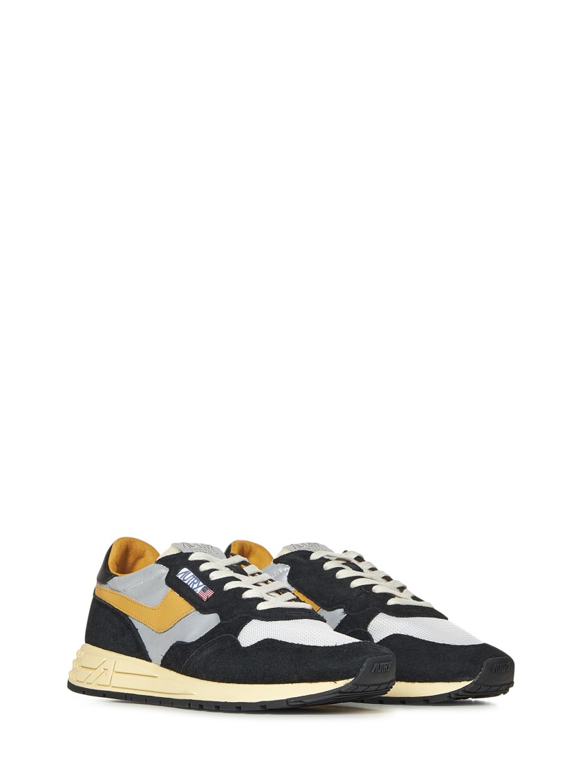 Autry Low Sneaker With Contrast Stitching And Mesh Panels In Black