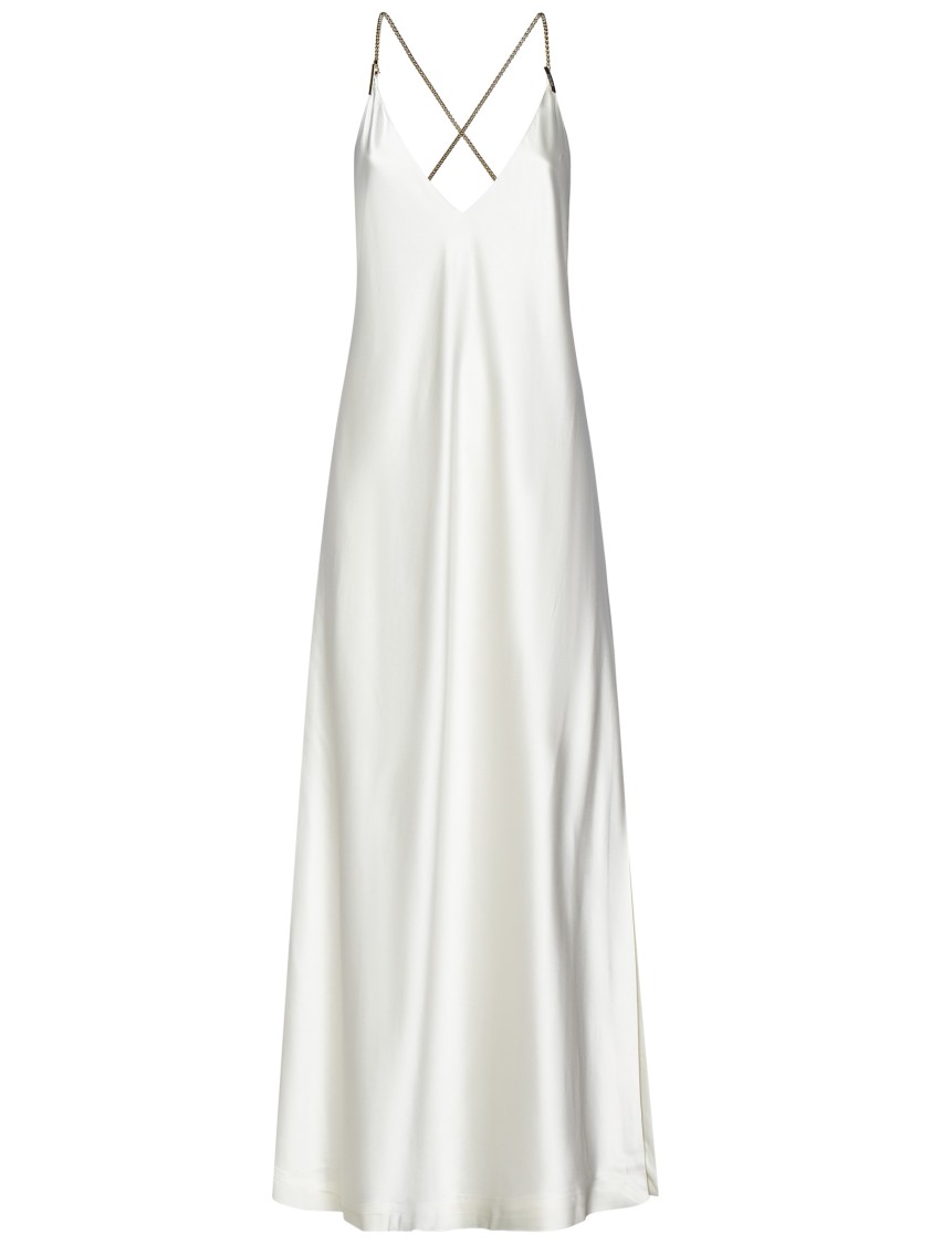 Danamè Ivory Stretch Satin Long Dress