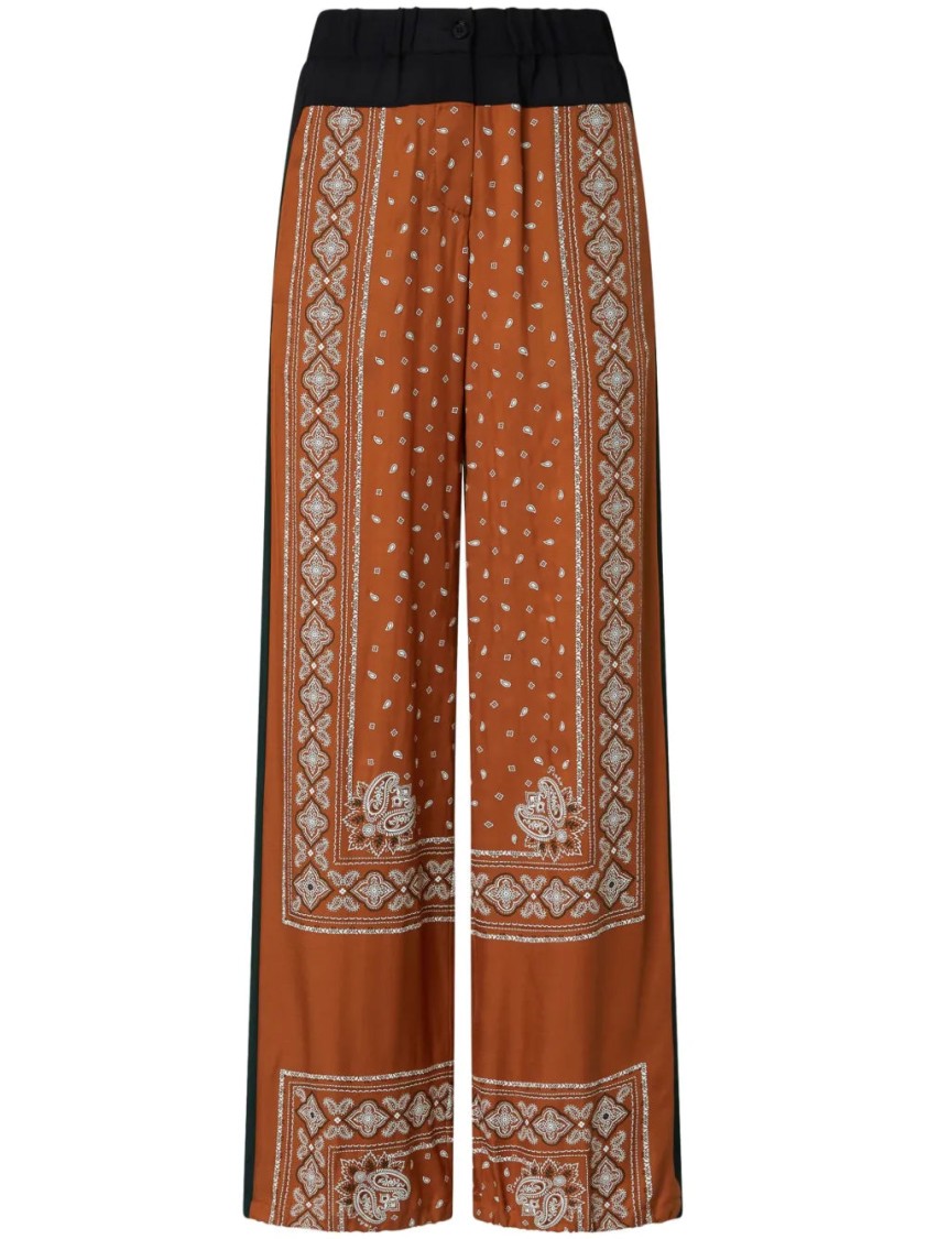 Pinko Pantalon À Imprimé Bandana Ample Et Léger In Brown