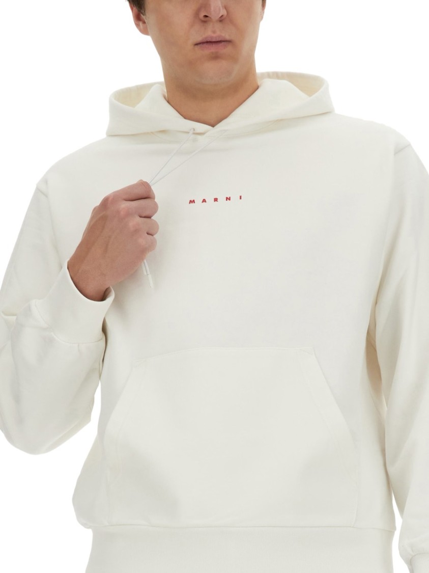 Marni Blue Hoodie With Logo On Chest For Men