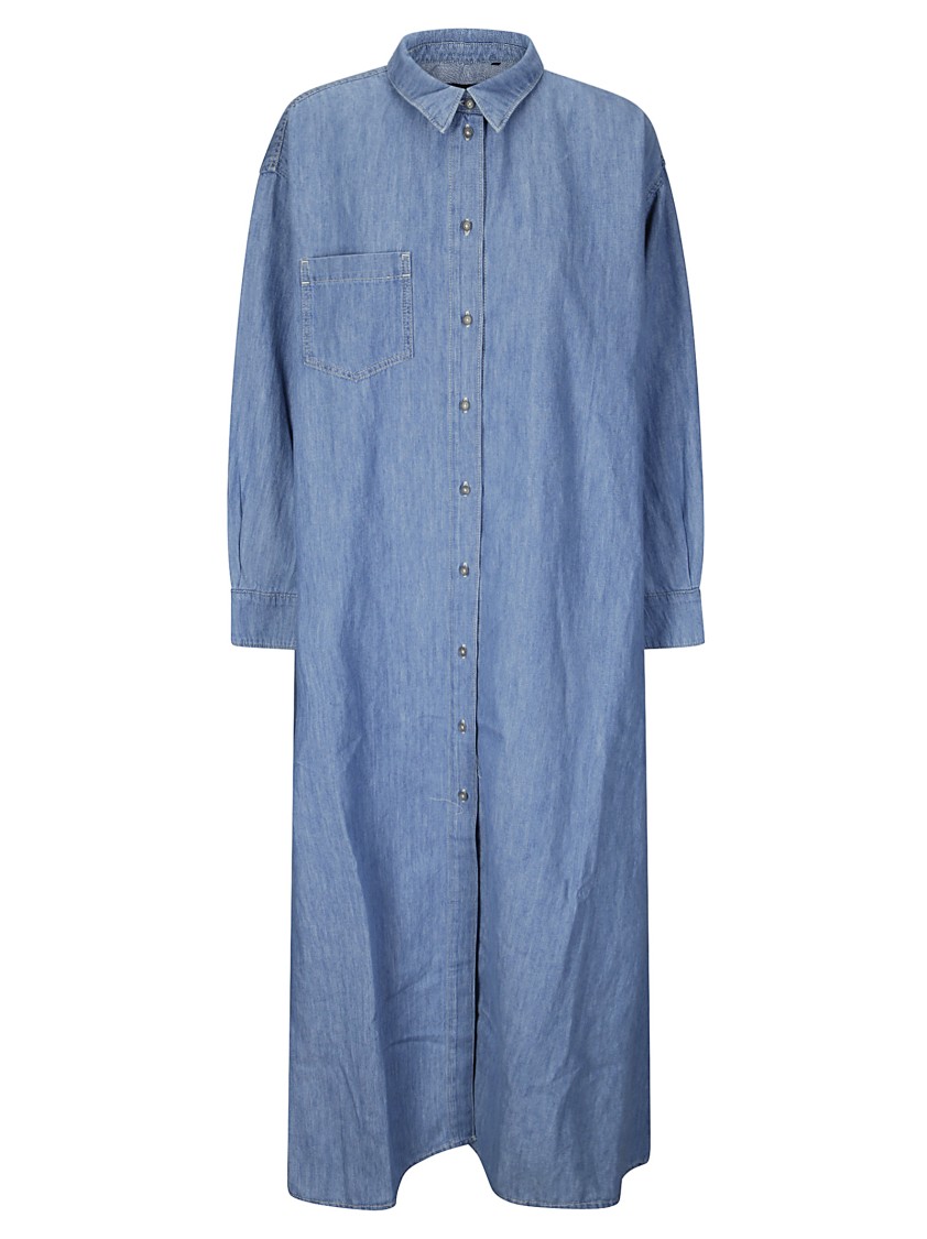 7 For All Mankind Icy Maxi Shirt Dress In Blue