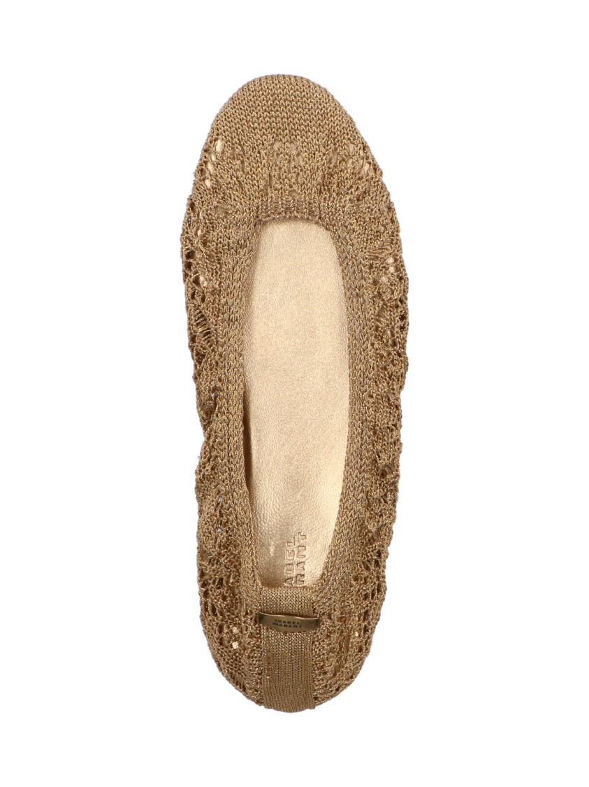 Isabel Marant Crochet Round Toe Ballerina Flats In Brown