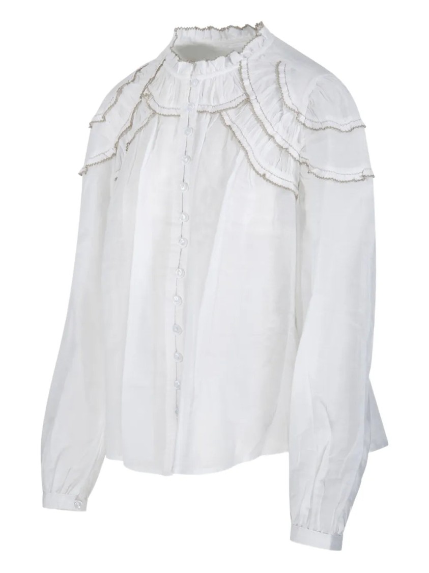 Isabel Marant Étoile Ruffled High-neck Blouse With Elegant Layered Details