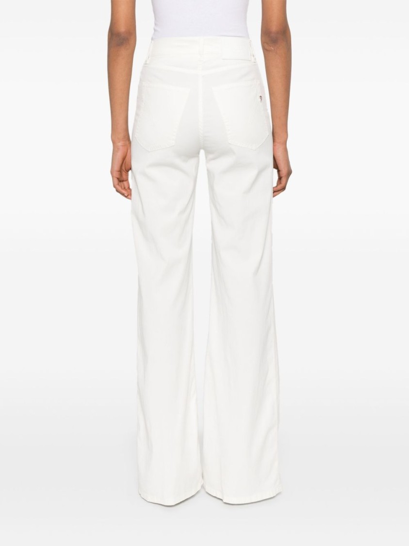 Dondup White High-waist Wide-leg Jeans