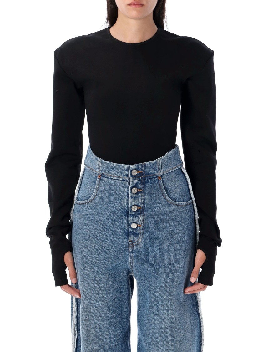 Mm6 Maison Margiela Mm6 By Maison Margiela Long-sleeved Fitted Bodysuit With Discreet Closure In Black
