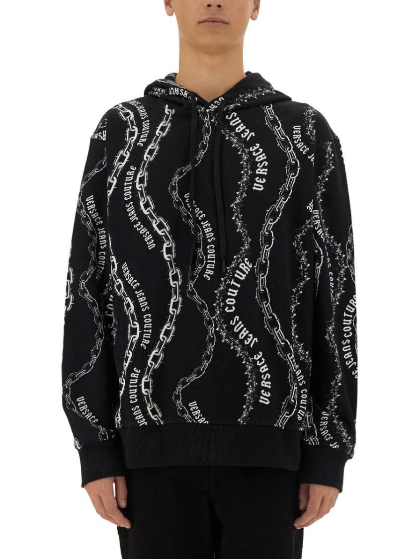 Shop Versace Jeans Couture Chain Couture Sweatshirt In Black