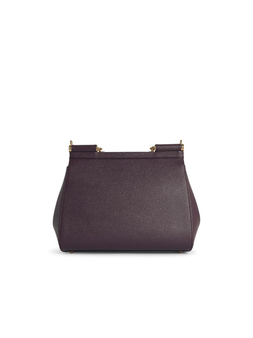 Dolce & Gabbana Large Sicily Handbag In Must-coloured Calf Leather In Black