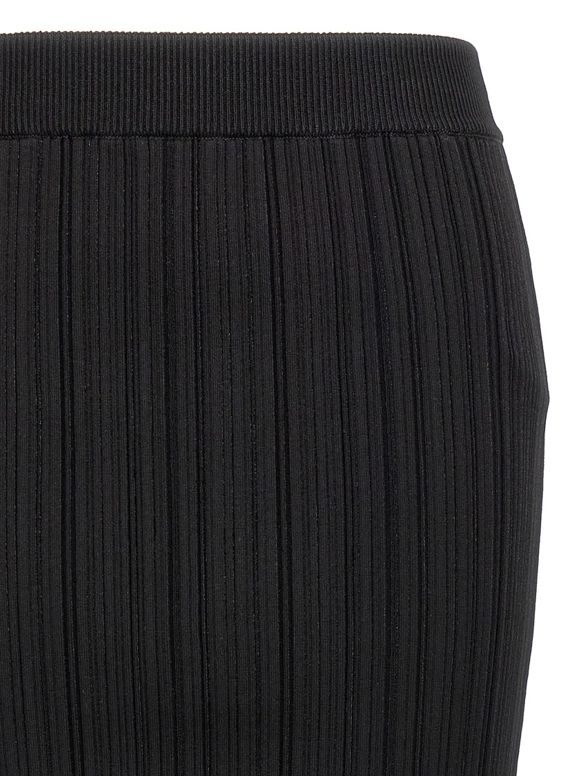 Balmain Ribbed High-waisted Midi Skirt In Black