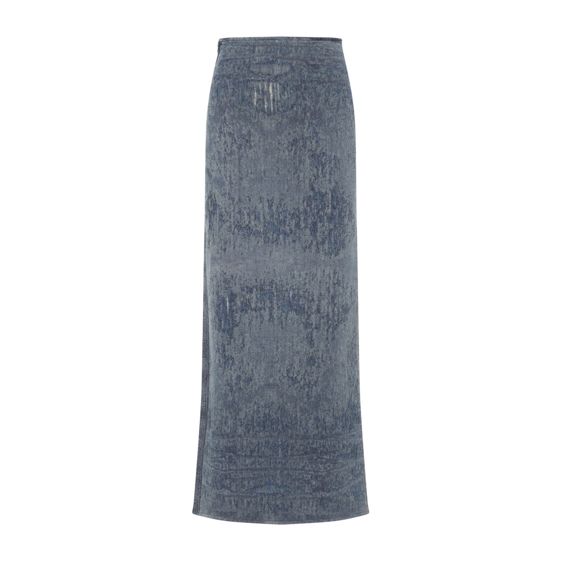 Diesel Faded Blue Denim Maxi Skirt With Side Slit In Blue