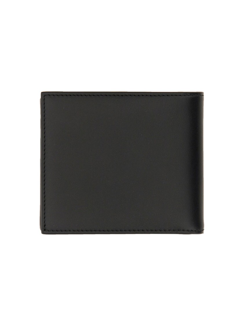 Dolce & Gabbana Small Zip-around Wallet In Calfskin With Raised Logo In Black