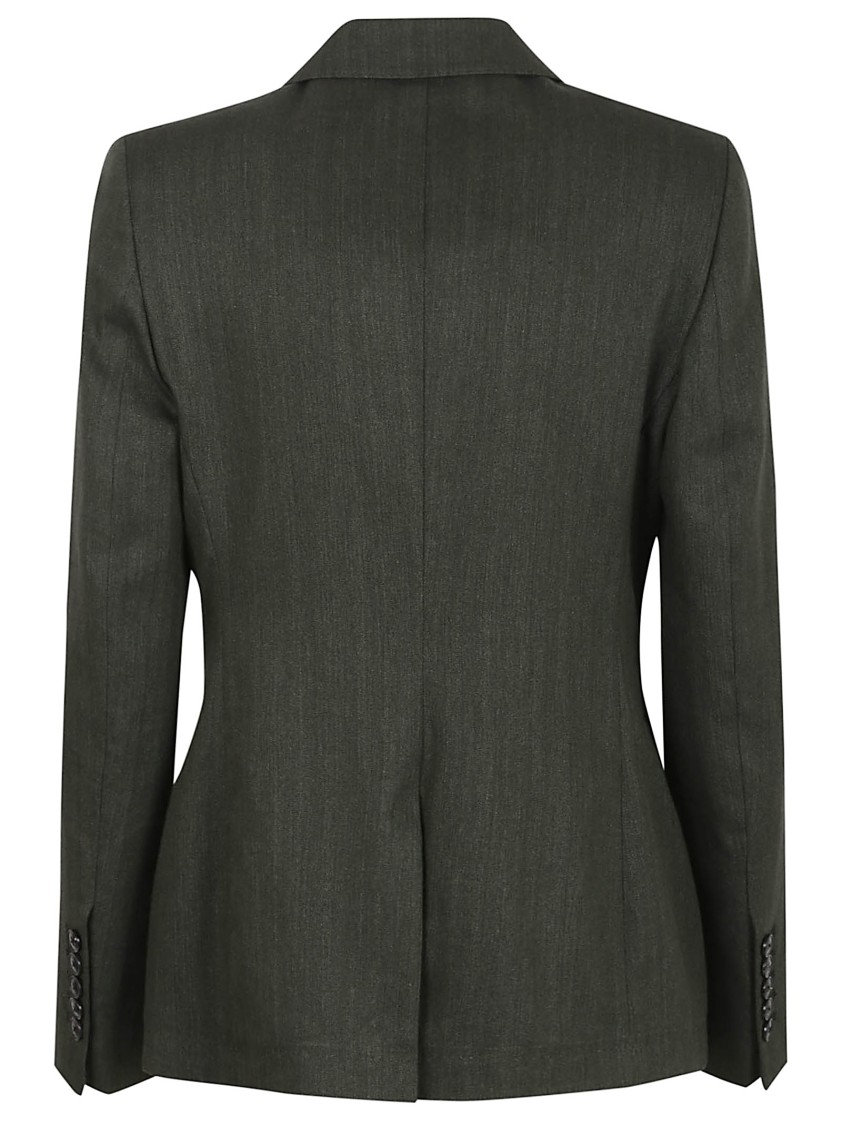 SAULINA SAULINA SLIM FIT LINEN JACKET WITH WIDE LAPELS AND FLAP POCKETS