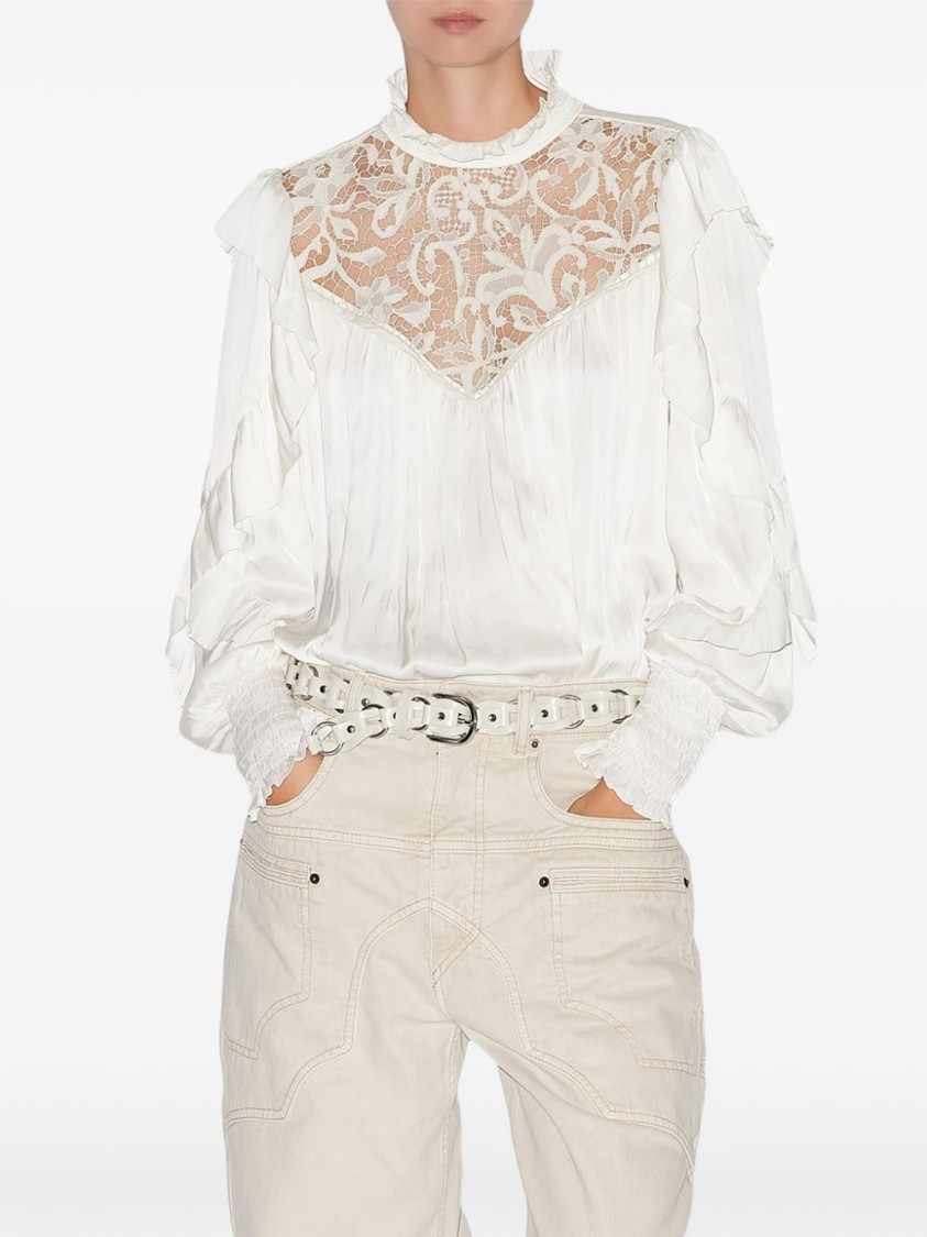 ISABEL MARANT ISABEL MARANT BEIGE TOP WITH LACE DETAILING