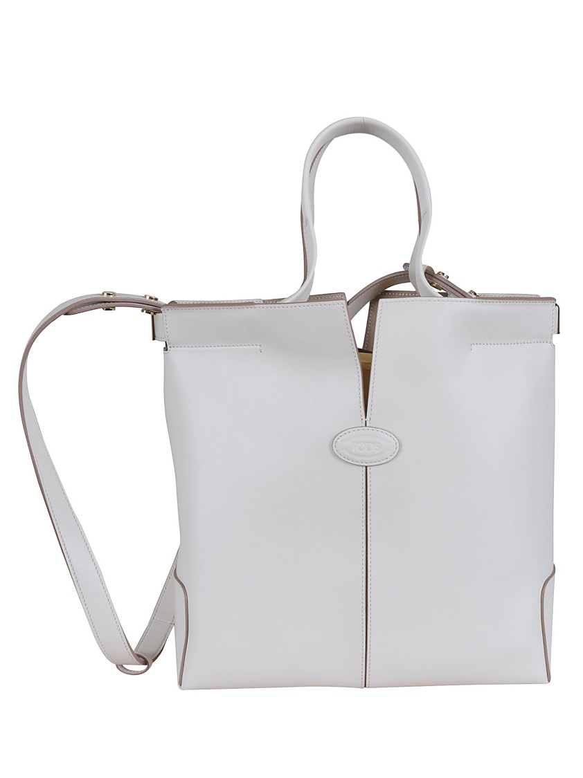 Tod's Structured Leather Shoulder Bag In White