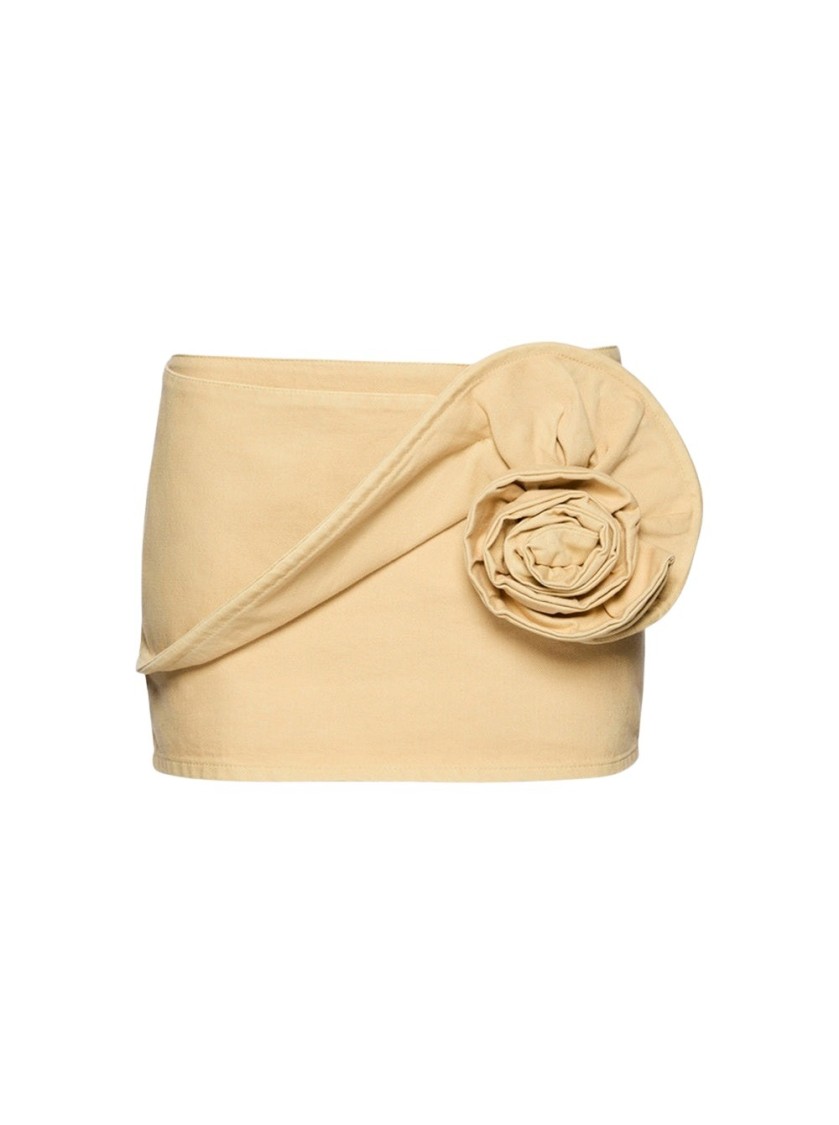 Shop Magda Butrym Mini Denim Skirt Beige In Neutrals