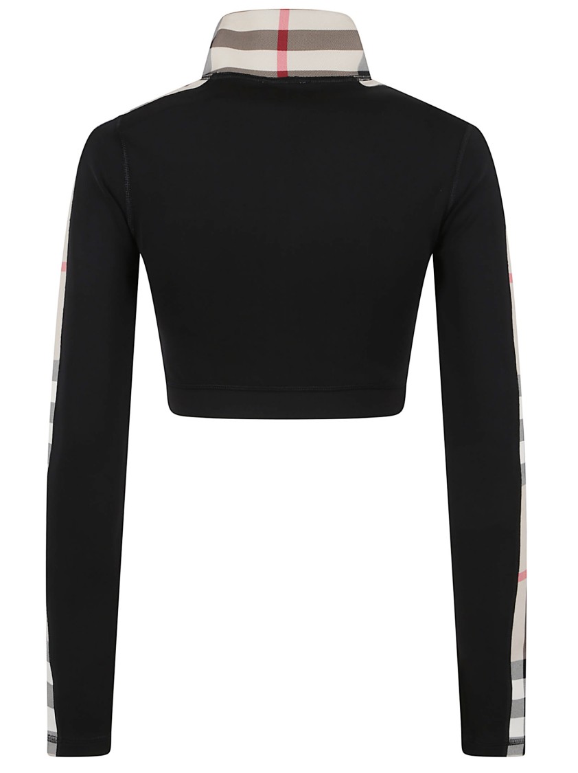 Burberry Cropped Stretch Jersey Sweatshirt In Black
