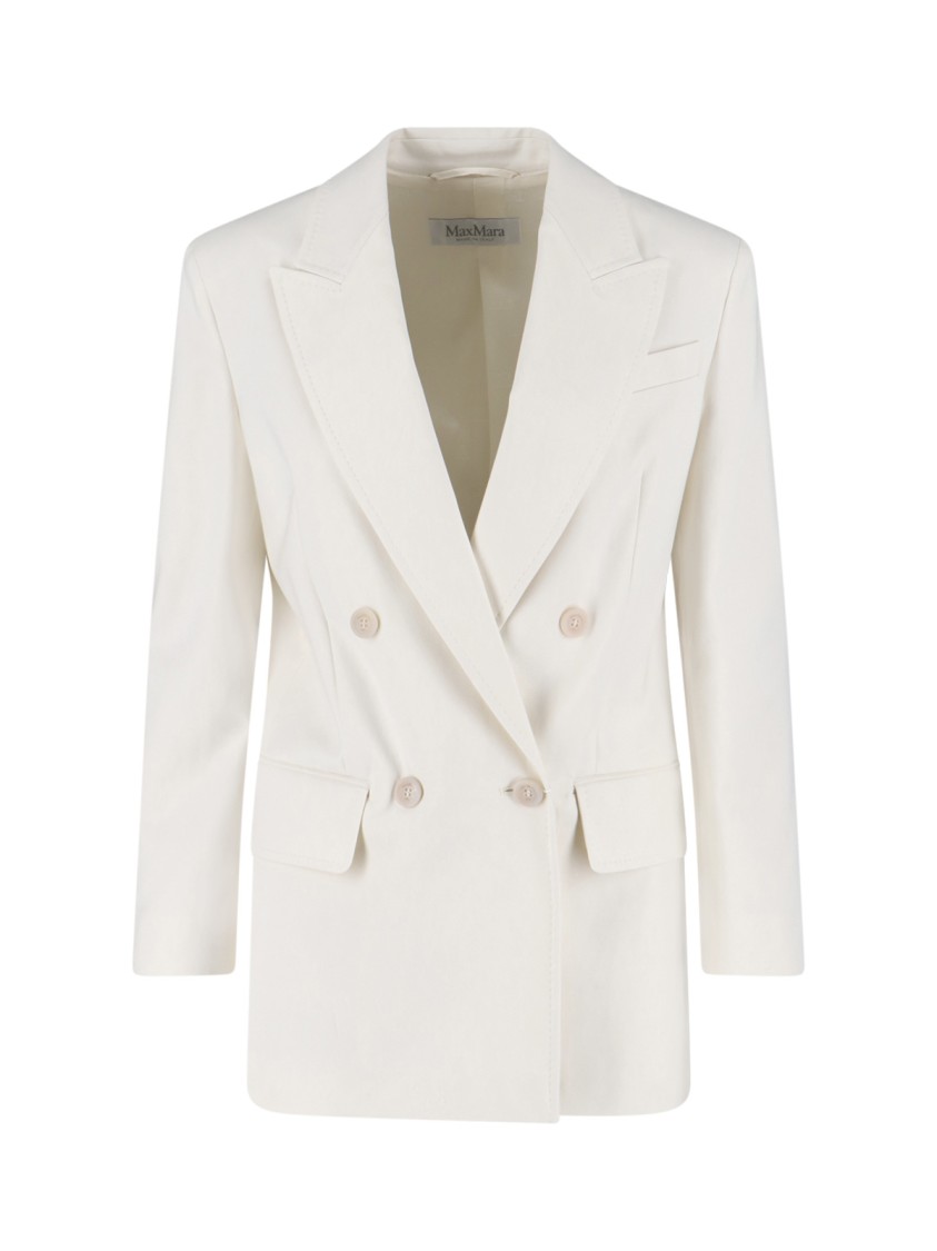 Max Mara Tailored Double-breasted Jacket Flap Pockets In White