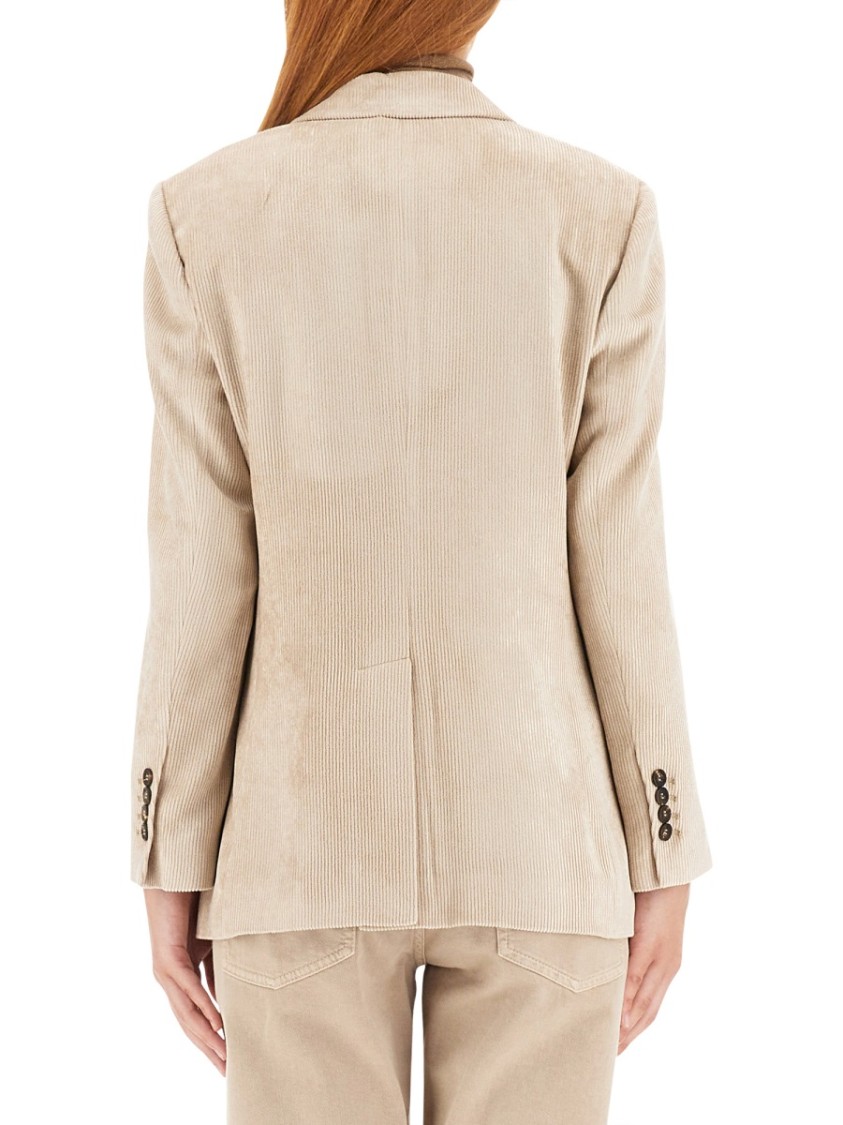 Brunello Cucinelli Hammered Corduroy Blazer With Monili In Neutrals