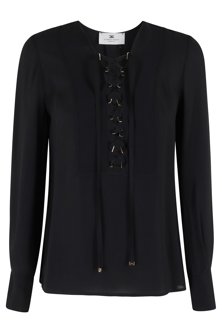 Shop Elisabetta Franchi Lace Blouse In Black