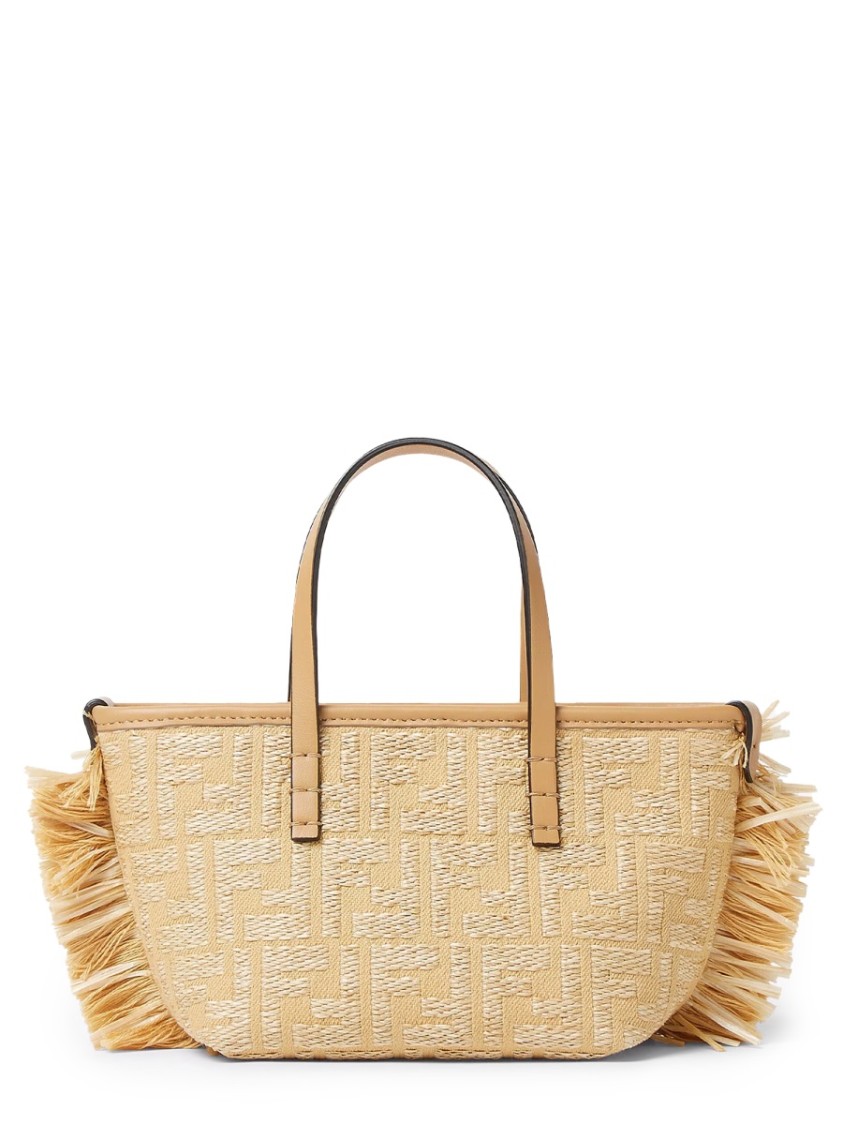 Fendi Borsa A Mano Roll Mini In Rafia Ricamata  Donna