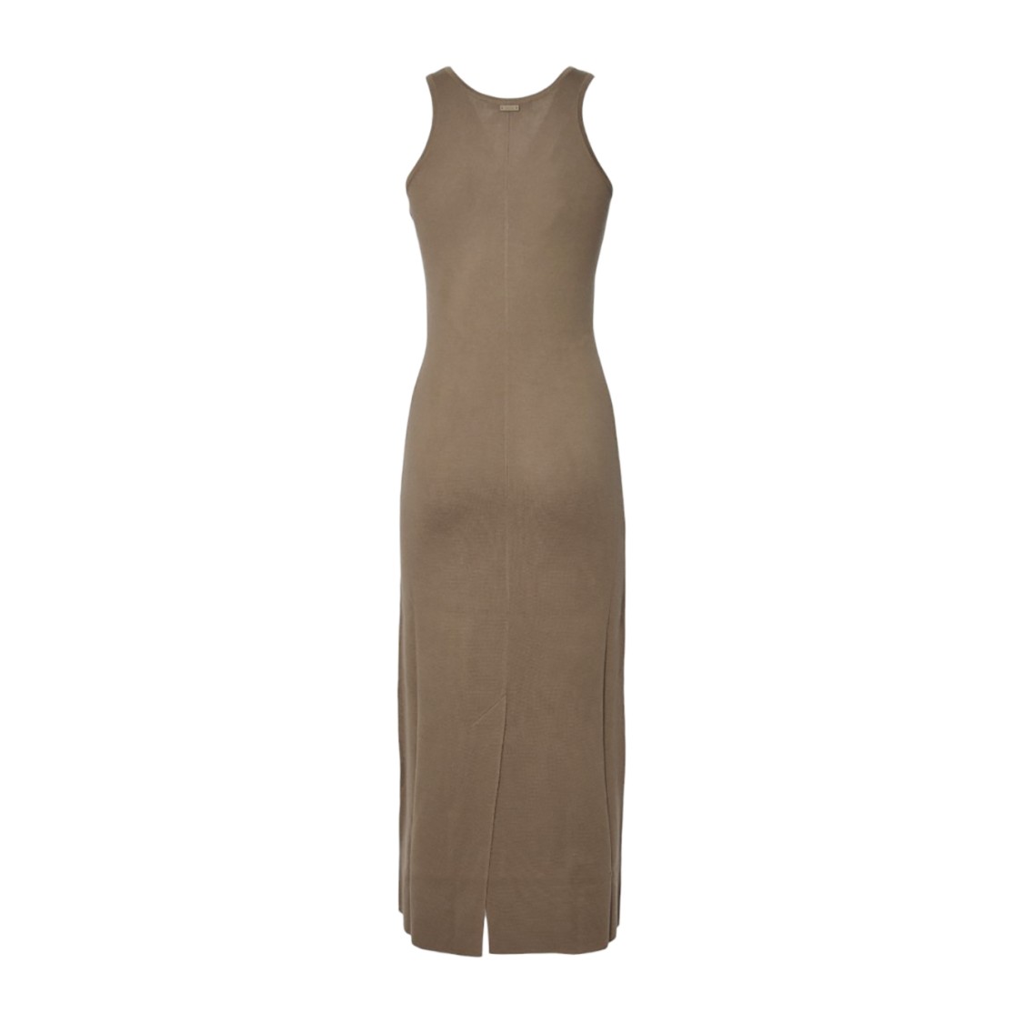 Max Mara Fitted Sleeveless Maxi Dress With Side Slits In Brown