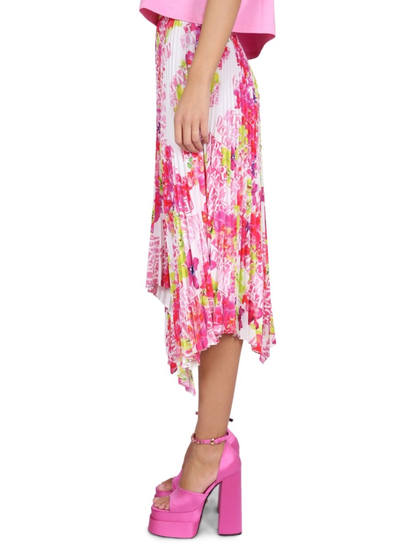 Shop Versace Pleated Skirt In Pink
