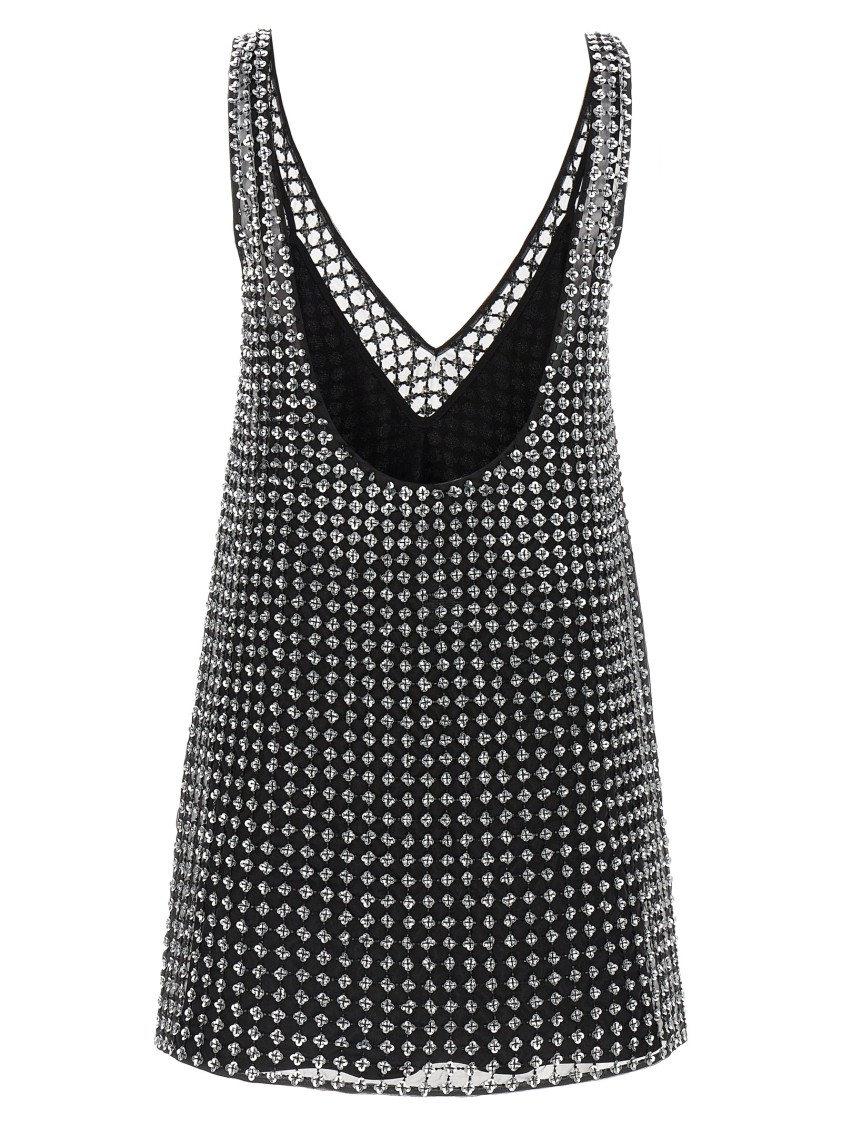 Max Mara Silk Organza Mini Dress With Floral Sequins