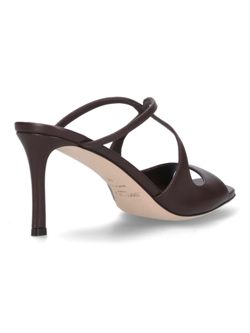 Jimmy Choo Anise 75 Leather Sandals In Brown