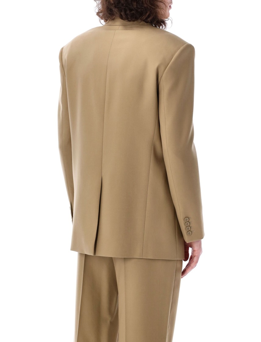 Saint Laurent Paris Men Wool Gabardine Single-breasted Jacket In Neutrals