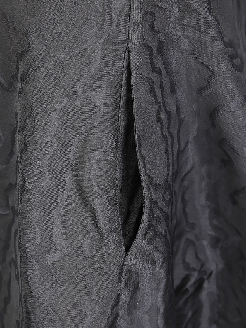Stefano Mortari Black Flared Midi Skirt With Damask Effect In Gray