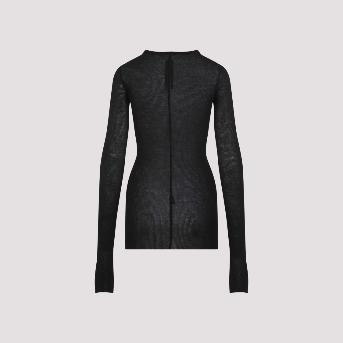 Rick Owens Ribbed Long-sleeve Top With Signature Back Stitching In Black